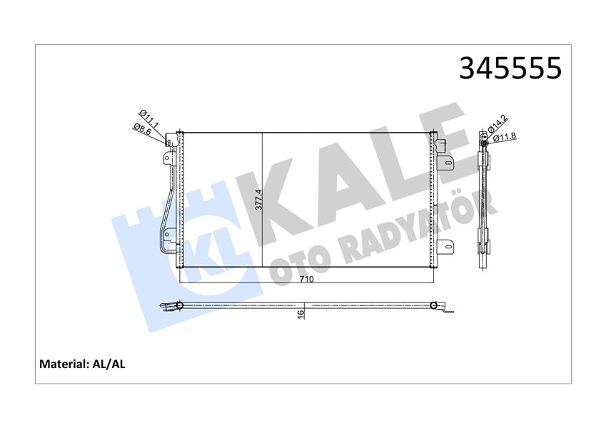 KLİMA KONDENSERİ MASTER-MOVANO 00 690X376X16 AL/AL