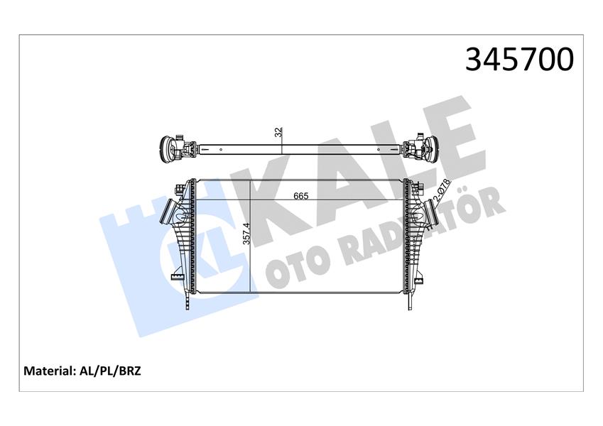 TURBO RADYATÖRÜ INTERCOOLER INSIGNIA A 09 17 1.6 CDTI LET-DTH-DTJ 2.0 DTH-NFT-NHT-DTR AL/PL/BRZ 2.8 NET-NER 665X361.7X32
