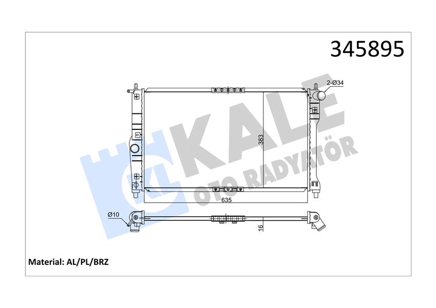 RADYATÖR DAEWOO LANOS 1.4-1.5-1.6 97 635X382X16 AC MEK AL/PL/BRZ