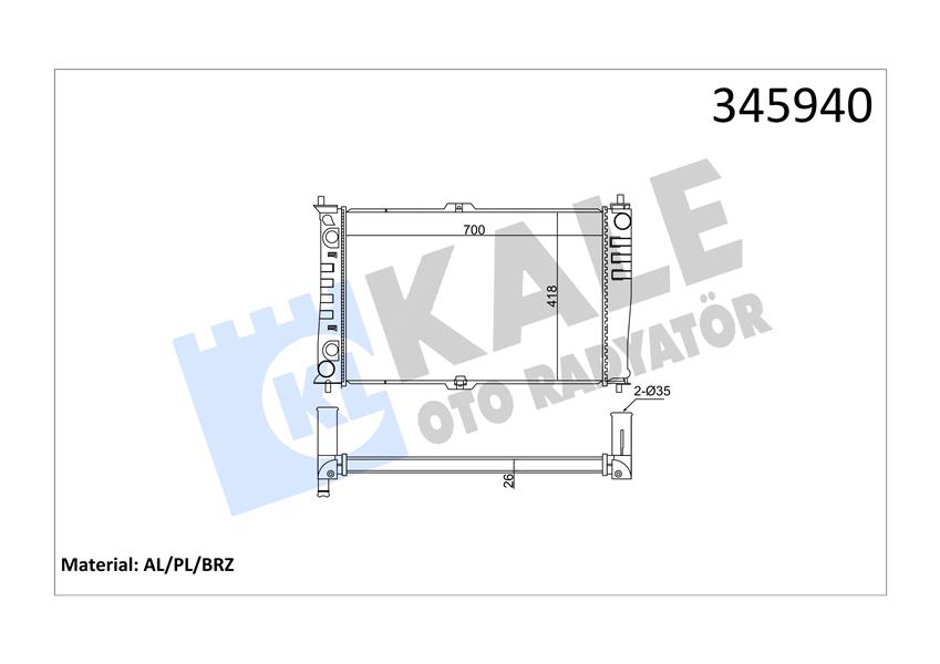 RADYATÖR KIA CARNIVAL 2.9 TD-CRDİ 99 700X420X28 AC /- MEK AL/PL/BRZ