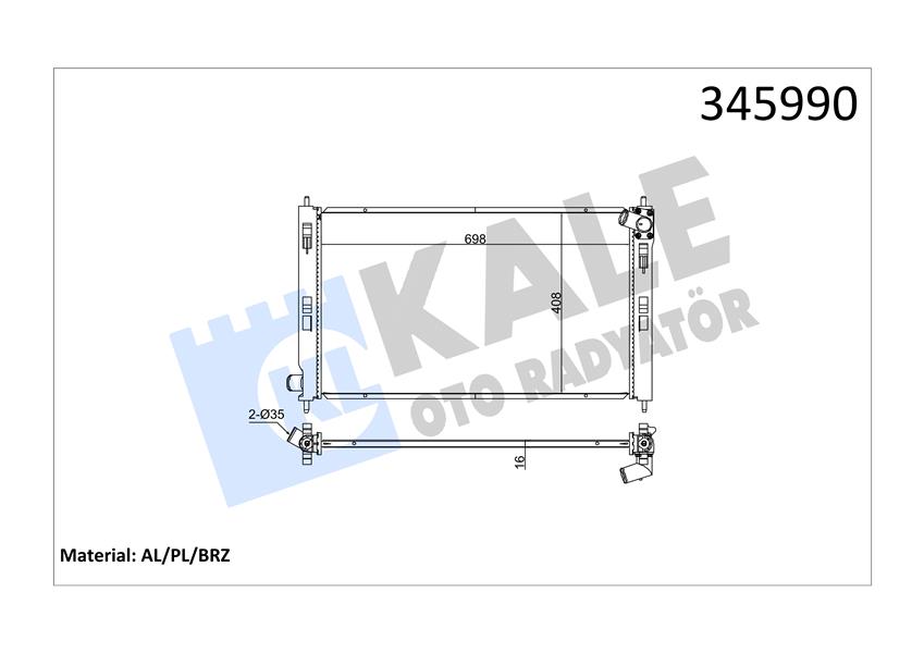 RADYATÖR MITSUBISHI LANCER 08 OUTLANDER 06-12 700X408X16 AC /- MEK AL/PL/BRZ