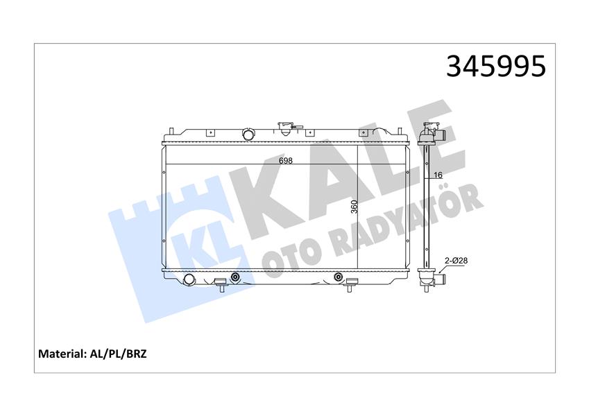 RADYATÖR NISSAN ALMERA 1.8 00 PRIMERA 1.6-1.8 02 360X689X16 AC /- OTOM AL/PL/BRZ