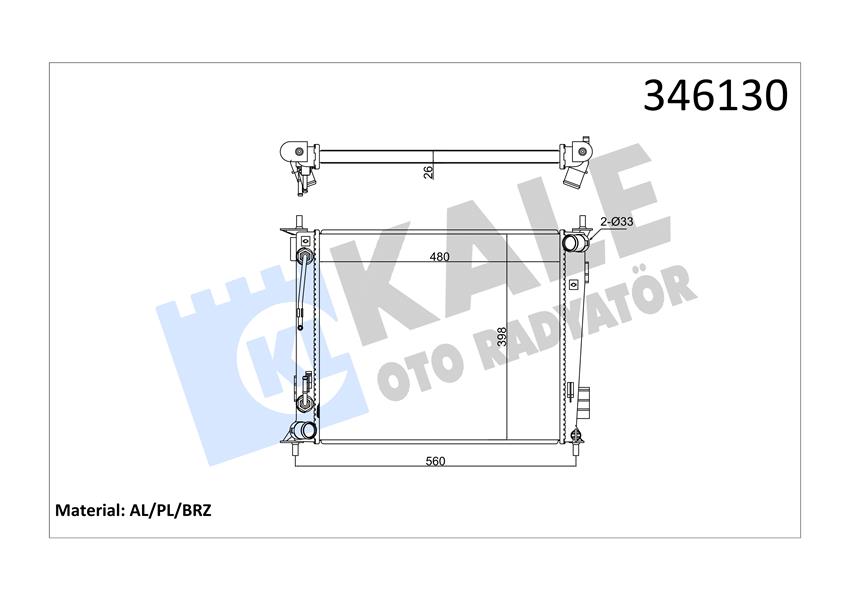 RADYATÖR KIA SOUL 1.6İ 09 OTOM 480X398X16 AL/PL/BRZ