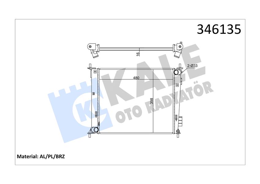 RADYATÖR KIA SOUL 1.6CVVT 09 MEK 480X414 AL/PL/BRZ