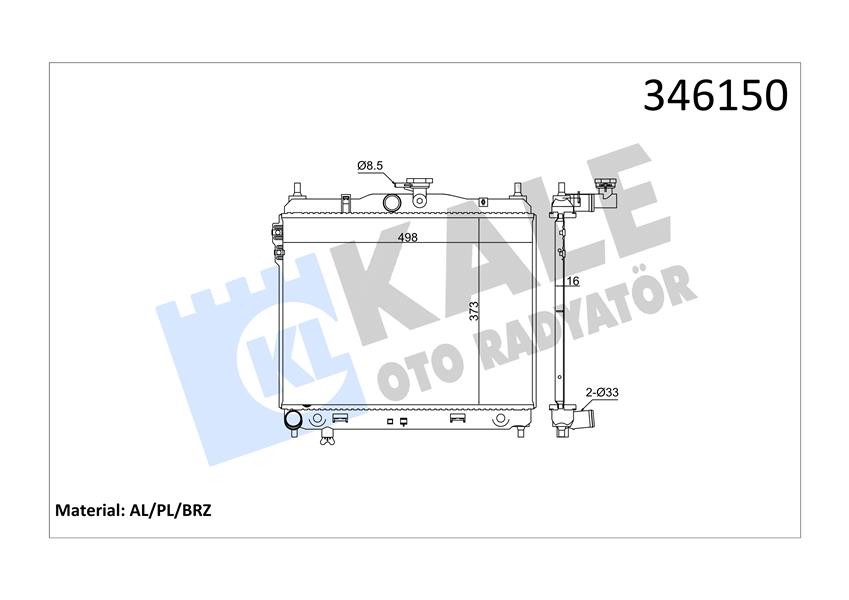 RADYATÖR GETZ 03-05 1.3-1.6 MEK AC KLİMASIZ 494X385X20 AL/PL/BRZ