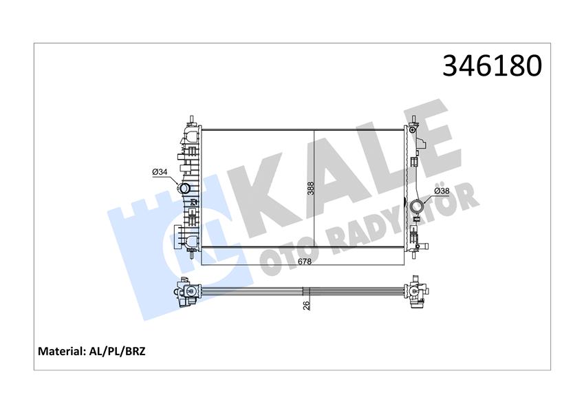 RADYATÖR INSIGNIA 2.0 CDTI 08 AC /- MEK 680X379X26 AL/PL/BRZ