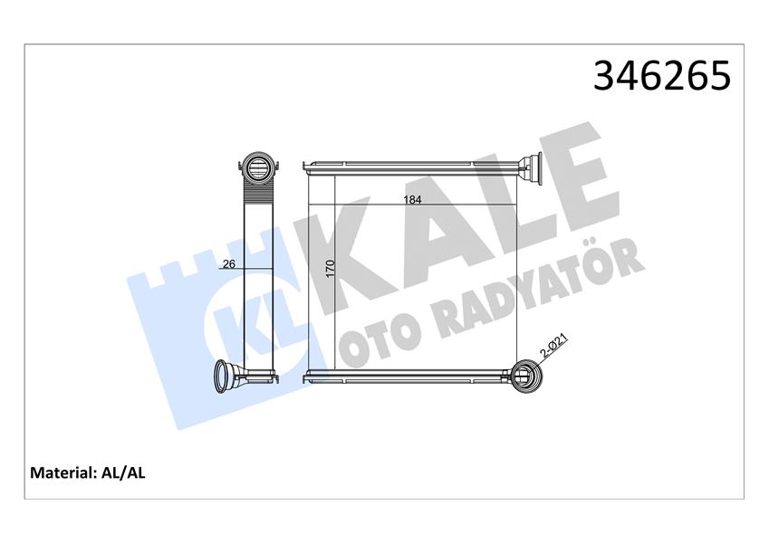 KALORİFER RADYATÖRÜ GOLF 7-PASSAT-TIGUAN-ARTEON-SUPERB-OCTAVIA-A3-LEON-12 170X185X26