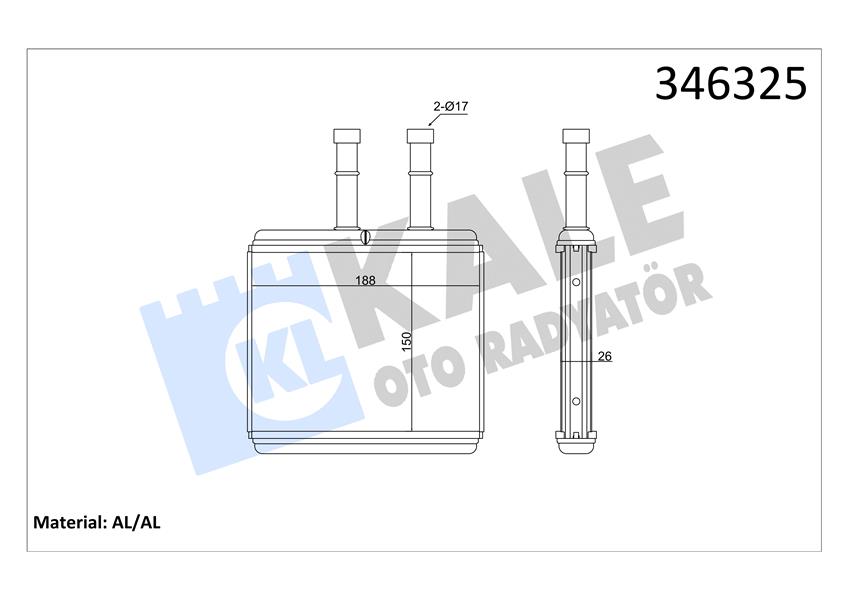 KALORİFER RADYATÖRÜ BRAZİNG DAEWOO KALOS 03 CHEVROLET AVEO 06 KALOS 05 151X192X26