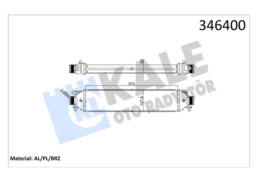 TURBO RADYATÖRÜ INTERCOOLER BRAVO 07 PUNTO 1.4TJET-1.6DMTJ-1.9 DMTJ 05 199A8.000 572X127X50