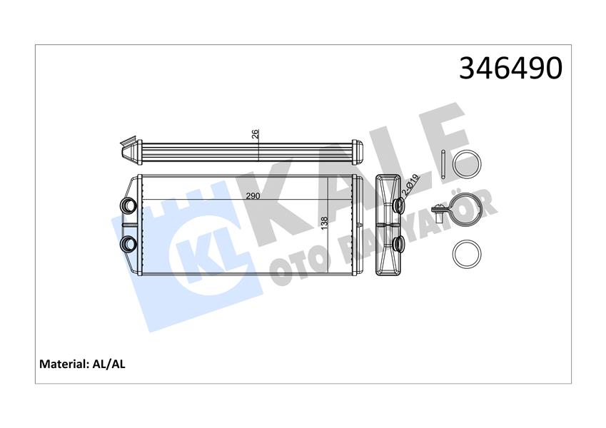 KALORİFER RADYATÖRÜ PARTNER 08 BERLINGO 08 1.6 HDI-VTI P407 04 C4 06 C5 08 1.6 HDI-THP 290X129X26 AL