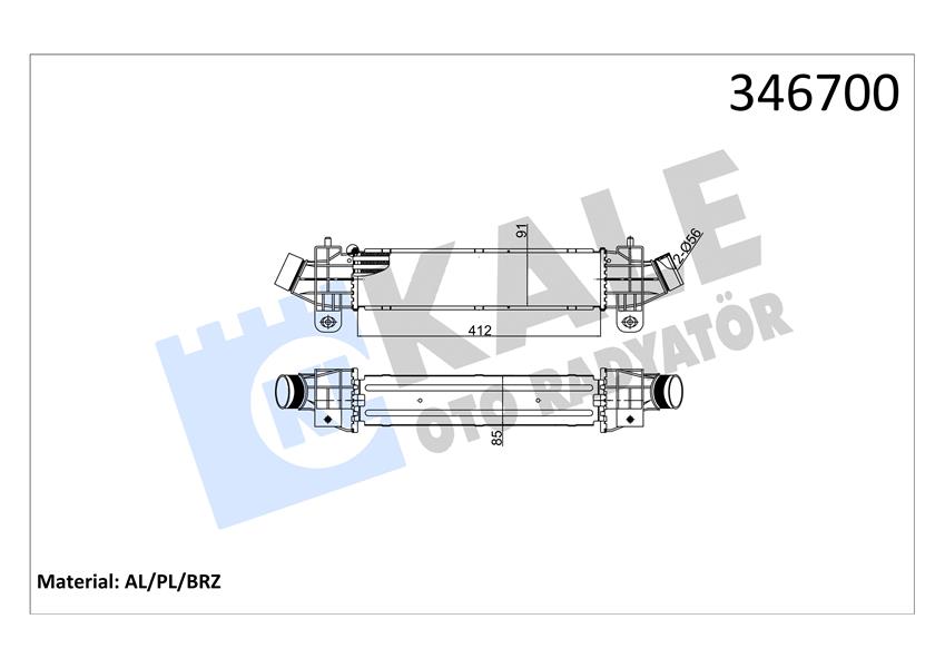 TURBO RADYATÖRÜ INTERCOOLER MONDEO III 2.0TDCI 2.2TDCİ 00 07 412X90.7X85 AL-PL-BRZ