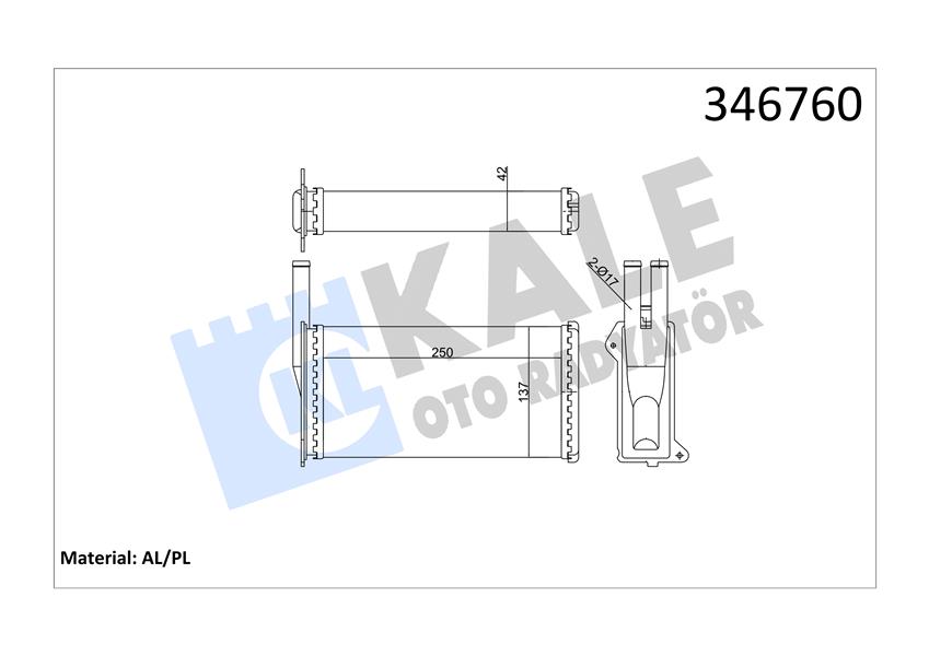 KALORİFER RADYATÖRÜ SIERRA AC KLİMASIZ 249X134X42