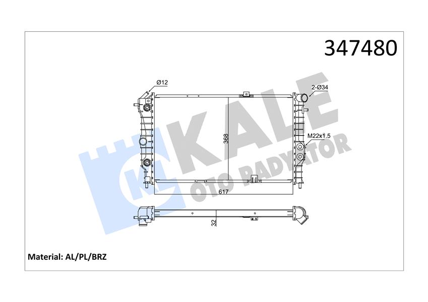 SU RADYATÖRÜ VECTRA A 1.6I 1.8I 2.0I 88-95 CALIBRA A 2.0I 94-97 AT AC BRAZING 617X368X32