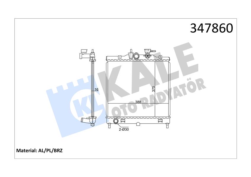 RADYATÖR AL/PL/BRZ PICANTO 375X388X16