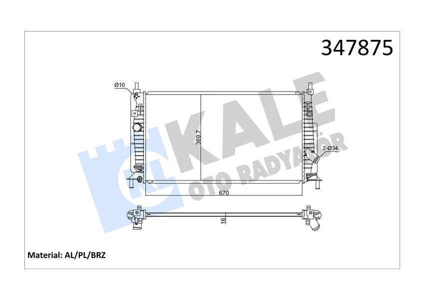 RADYATÖR 3 BL 1.6 2.0 08 AT-MT AL/BRZ 670X369.7X16