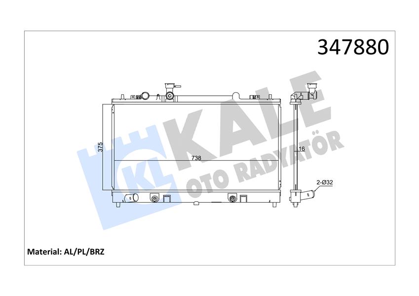 RADYATÖR 6 GG. GY 1.8 2.0 2.3 02 07 MT AL/BRZ 375X738X16