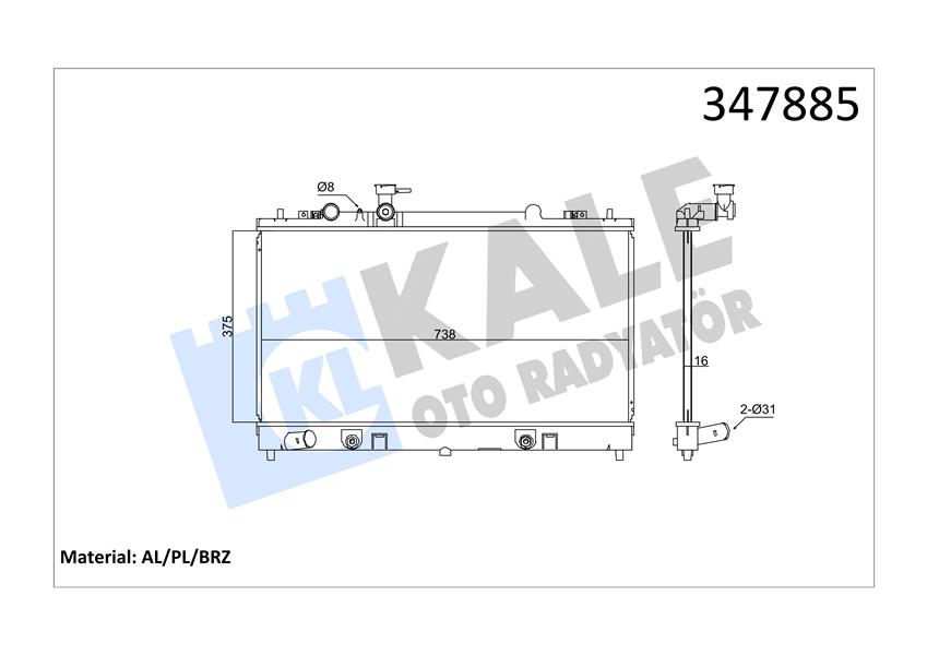 RADYATÖR 6 GH 2.0 16V 07 13 AT AL/BRZ 375X738X16