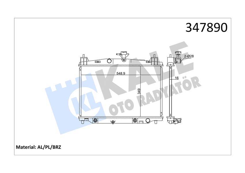 RADYATÖR 2 DE. DH 1.5 07 15 AT AL/BRZ 349X548.9X16