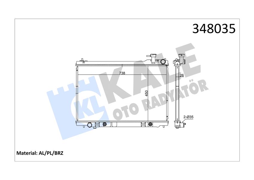 RADYATÖR INFINITI FX35 03 08 AT BRAZING 450X728X26 SU RADYATÖRÜ