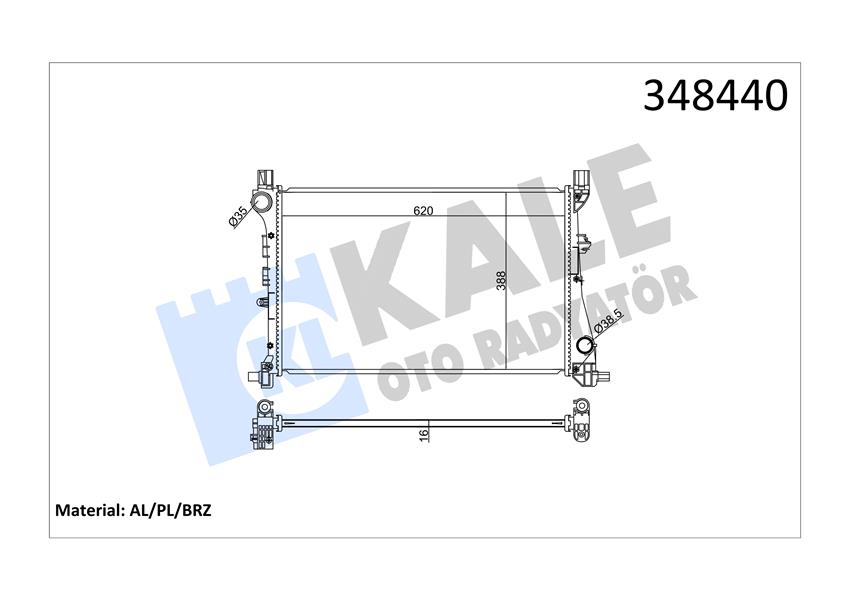 MOTOR SU RADYATÖRÜ FIAT EGEA 15 1.3D MTJ 1.4 AL-PL-BRZ 620X388X16