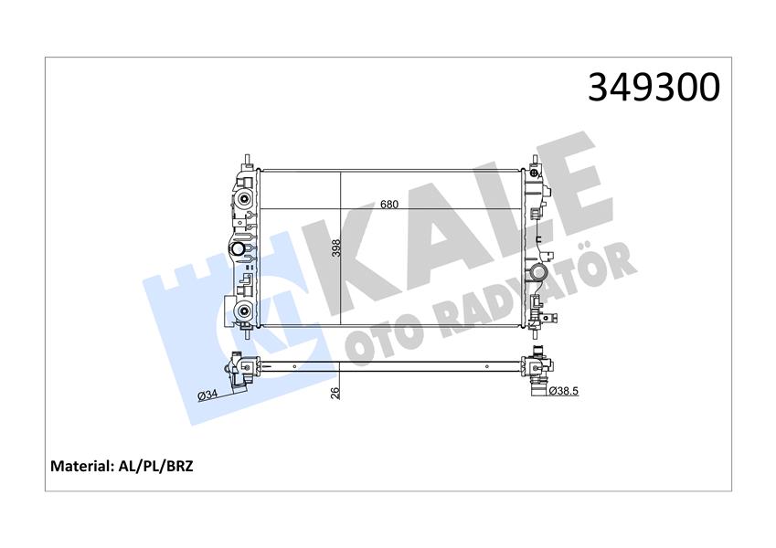 RADYATÖR OTOMATİK ASTRA J-ZAFIRA TOURER C-CRUZE 1.4-1.6 AL/PL/BRZ 680X397X28
