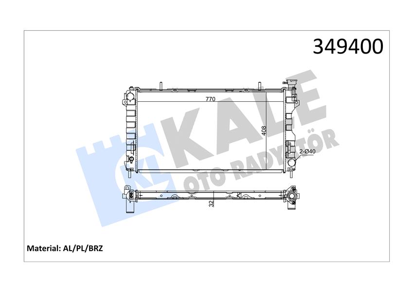 RADYATÖR CHRYSLER VOYAGER IV-DODGE CARAVAN 3.3 3.8 00 08 AT-MT AC-NAC BRAZING 770X408X32 SU RAD YATÖRÜ