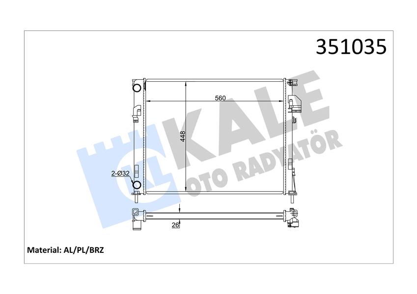 SU RADYATÖRÜ RENAULT TRAFIC II-OPEL VIVARO-NISSAN PRIMASTAR 1.9DCI-DTI 2.0 2.0 16V 01 MT BRAZING 560X448X26 2140000QAS-4408645-4414161-4414691-91166000-91166001-91169066-7711135144
