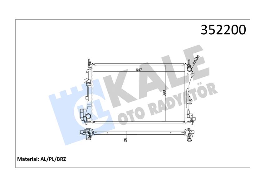 SU RADYATÖRÜ OPEL VECTRA C 1.6 1.8 1.6 16V 02-08 SAAB 9-3 1.8 2.0T 03-15 MT AC NAC BRAZING 650X398X26