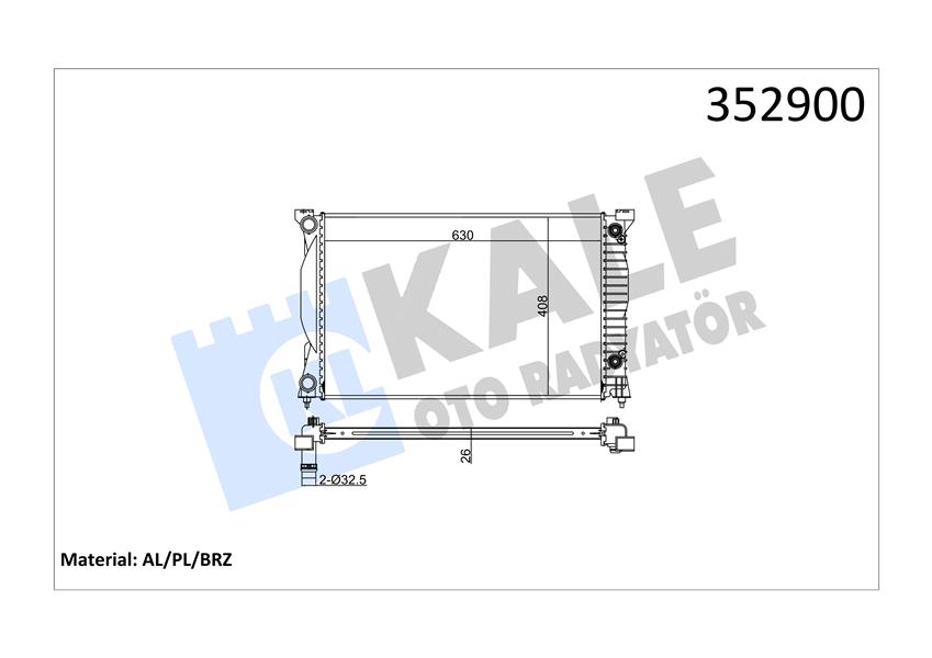 RADYATÖR AUDI A4-A6 2.0TFSI-2.0TDI 01-08 632X408X26 AL-PL-BRZ