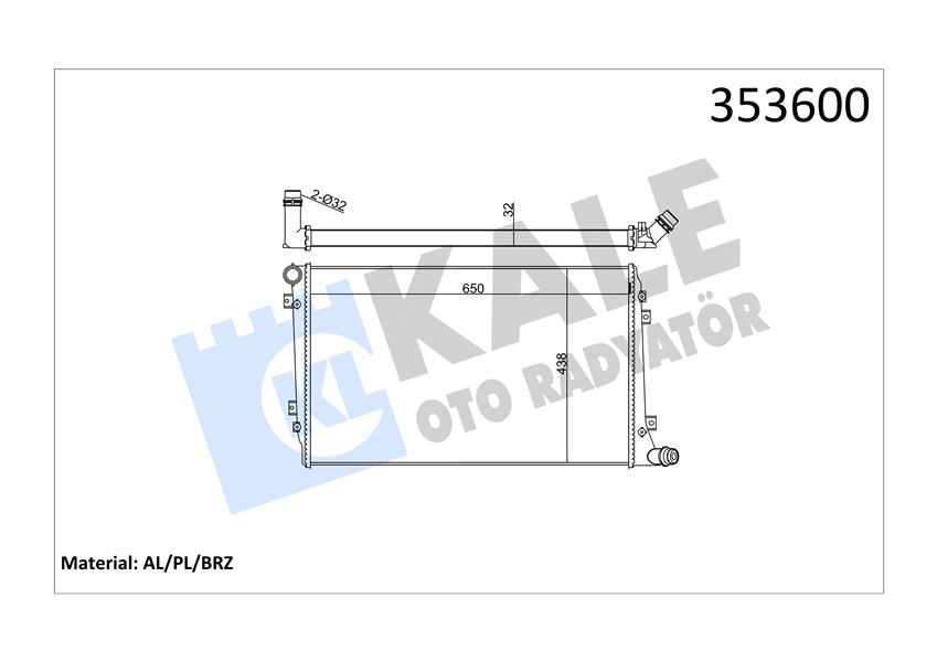 SU RADYATÖRÜ AUDI A3-SEAT ALTEA-LEON-TOLEDO III-SKODA OCTAVIA II-SUPERB II-VW CADDY III-GOLF V-JETTA III-PASSAT-TOURAN 1.9/2.0TDI 04-13 MT AC NAC BRAZING 650X438X32 1K0121251AN-3C0121253AK