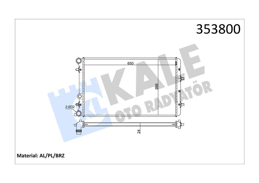 SU RADYATÖRÜ VW POLO 02 SEAT CORDOBA-IBIZA III 02 SKODA FABIA 99 1.2 1.4 1.6 16V 1.4 1.9TDI MT AC NAC BRAZING 630X398X22 6Q0121253Q-6QE121253A