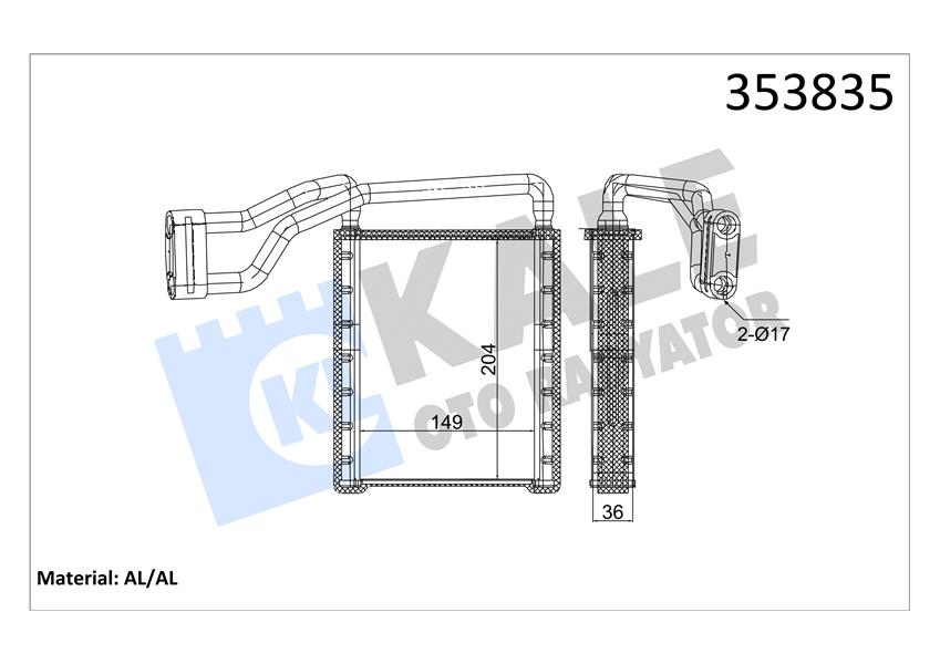 KALORIFER RADYATORU ARKA TRANSIT V363 14 17 CUSTOM V362 14 17