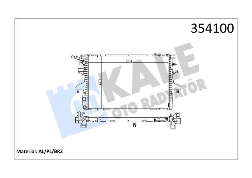SU RADYATÖRÜ VW TRANSPORTER V-MULTIVAN V 1.9TDI 2.0 03-09 MT AC NAC BRAZING 710X470X26