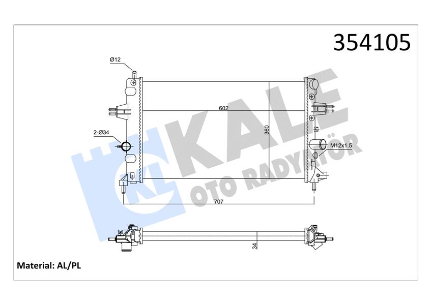 RADYATÖR ASTRA G 1.6 Z16XEP AC MEK 600X375X26