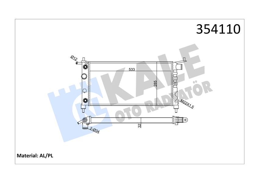 RADYATÖR CORSA B-TIGRA1.4I 16V-1.6I 16V KLİMASIZ OTOM 530X285X26