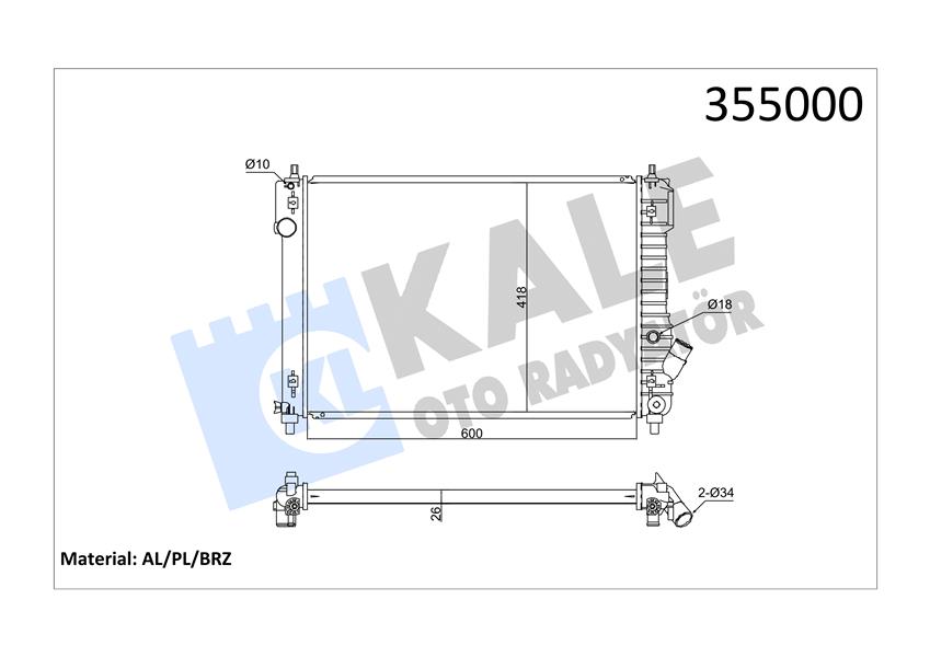 RADYATÖR CHEVROLET AVEO MEKANİK AL/PL/BRZ 600X418X26
