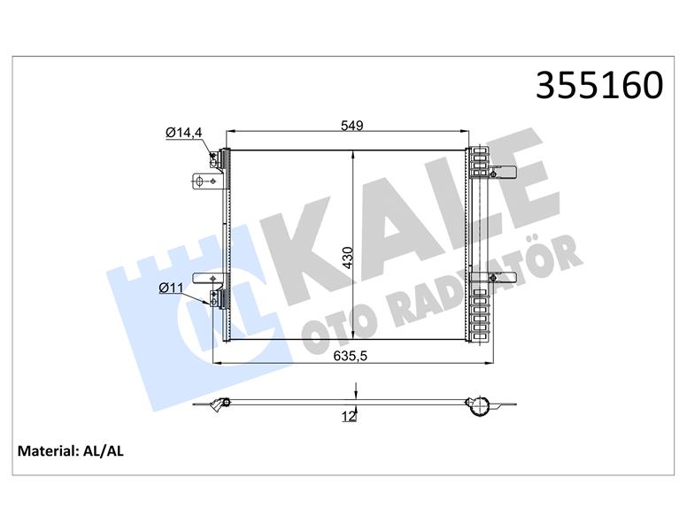 KLİMA KONDANSATÖRÜ OPEL GRANDLAND P5008 16 P3008 16 P308 14 C4 13 1.5-1.6-2.0 BLUEHDI 1.2-16 XHT PURETECH AL/BRZ 533X430.1X12