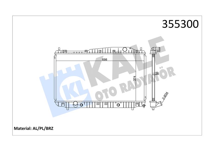 RADYATÖR CHEVROLET EVANDA AL/PL/BRZ 374X698X26