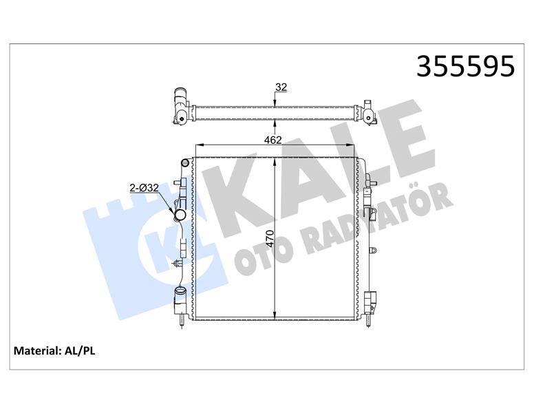 RADYATÖR KNG 1.5DCI-1.2-1.6 16V-1.9DCI AC KLİMASIZ MEK 470X460X27