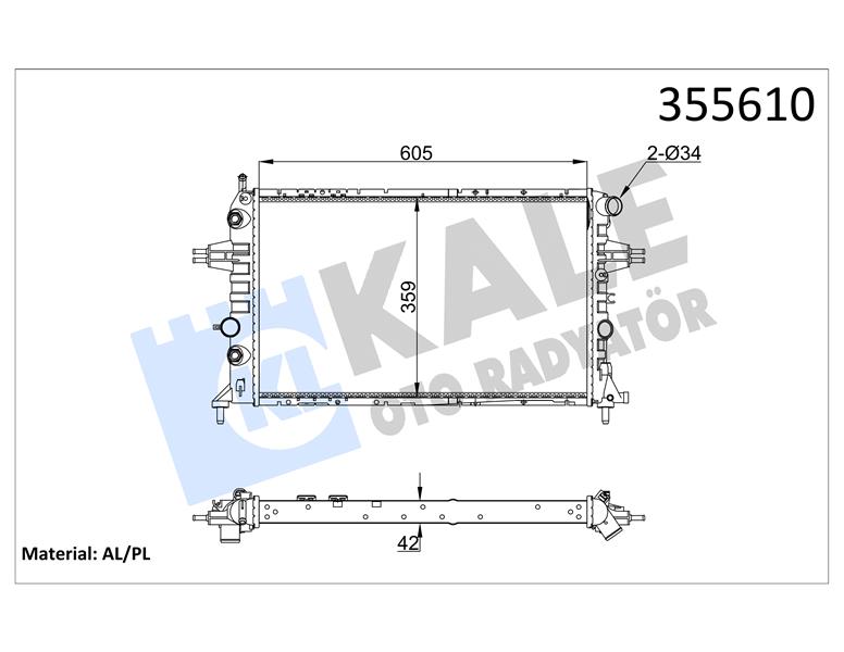 RADYATÖR ASTRA G F07. F08. F35. F48. F69 2.0 16V; 2.2 16V; 2.0Dİ; ZAFIRA F75 1.8 16V; 2.0; 2.2