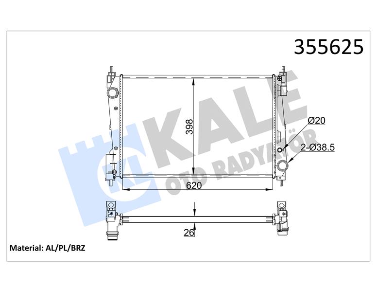 SU RADYATÖRÜ OPEL CORSA D 1.3CDTI 06 FIAT PUNTO 1.3DMTJ 05 MT BRAZING 620X398X26