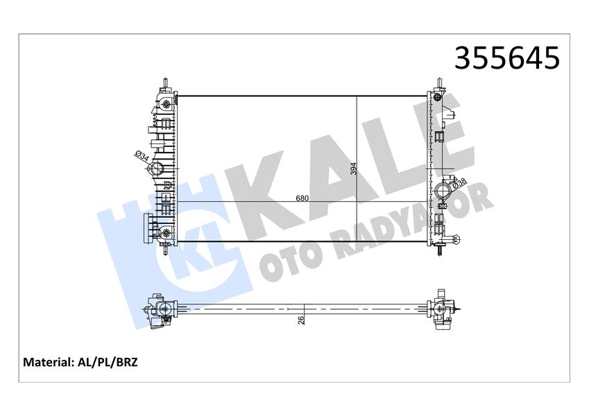 SU RADYATÖRÜ BRAZING OPEL INSIGNIA A 09 17 OTOMATİK 1.6 CDTI - 2.0 CDTI B16DTH-DTJ-B20DTH