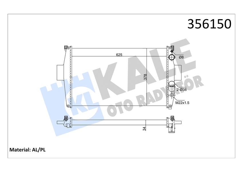 RADYATÖR IVECO DAILY II RADYATÖR ÇERÇEVESİZ AL/MKNK 625X378X34