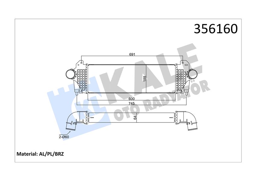 INTERCOOLER IVECO DAILY CITYS-DAILY LINE-DAILY TOURYS-DAILY V-DAILY VI INTERCOOLER AL/BRZ 600X188X64