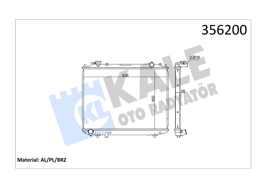 RADYATÖR RANGER 2.5D 98-03 450X625X26 AL-PL-BRZ
