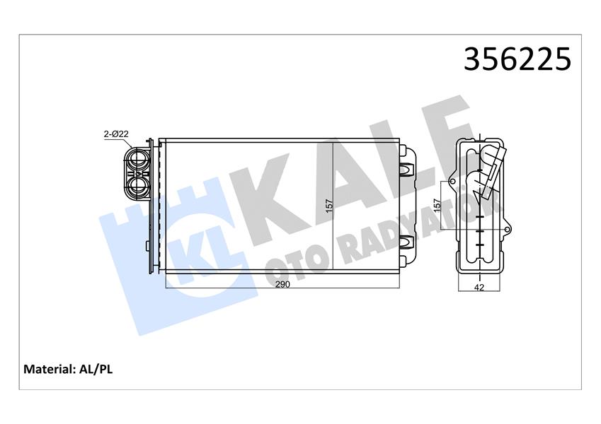 KALORİFER CITROEN XM-PEUGEOT 605 KALORİFER BORUSUZ AL/MKNK 42 MM