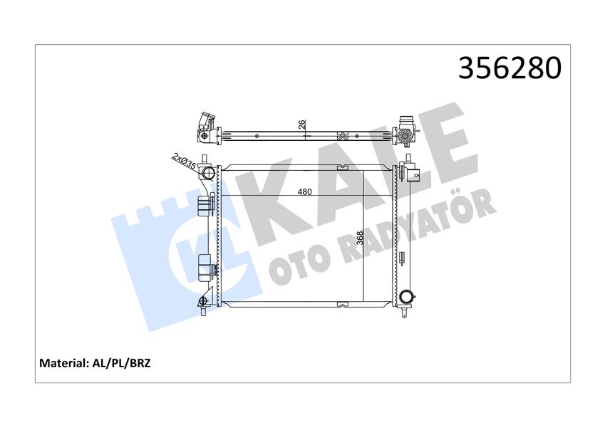 RADYATÖR HYUNDAI İ20-İ20 ACTIVE 1.1/1.4CRDI 14 MT 26MM AL/BRZ 480X368X26