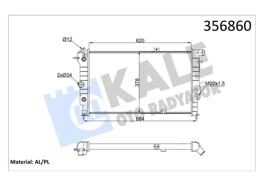 SU RADYATÖRÜ OPEL VECTRA A 1.6I 1.8I 2.0I 88-95 CALIBRA A 2.0I 94-97 AT AC MEKANİK 620X378X34