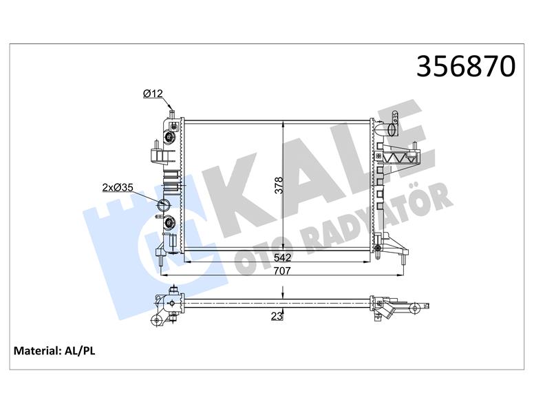 SU RADYATÖRÜ OPEL CORSA C-TIGRA 1.4 1.8 00 Z14XE AT AC MEKANİK 542X378X23