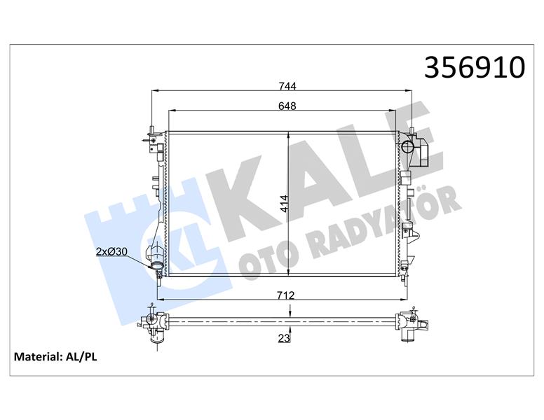 SU RADYATÖRÜ OPEL VECTRA C 1.6 1.8 1.6 16V 02-08 SAAB 9-3 1.8 2.0T 03-15 MT AC NAC MEKANİK 648X414X23